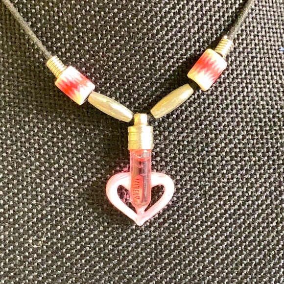 Pink Heart charm w/ LAUREN written on grain of Rice Beaded adjustable Necklace - Picture 2 of 9
